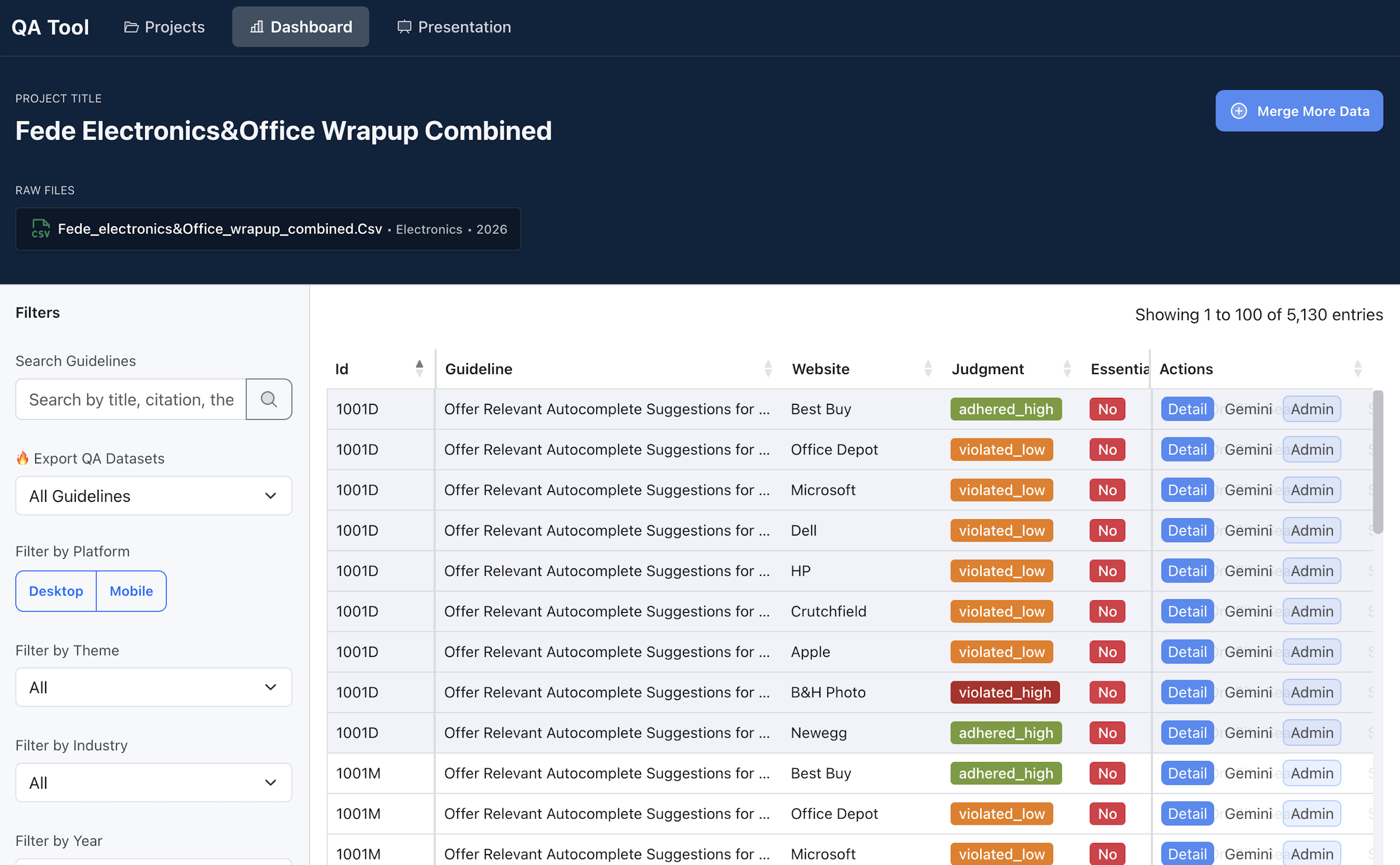 Benchmark QA Tool
